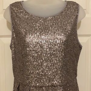 ISSI Pewter Sequined Fit & Flare Dress